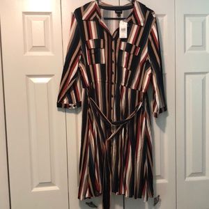 Torrid Striped Dress with Buttons and Tie-NWT